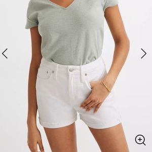 Madewell high rise white denim shorts